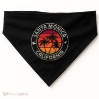 California Sunset Surfer And Seagull Santa Monica Beach USA-Made Doggie Bandana thumb 0