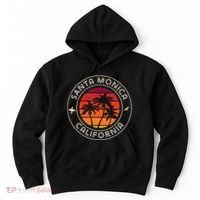 California Sunset Surfer And Seagull Santa Monica Beach Hoodie thumb 0