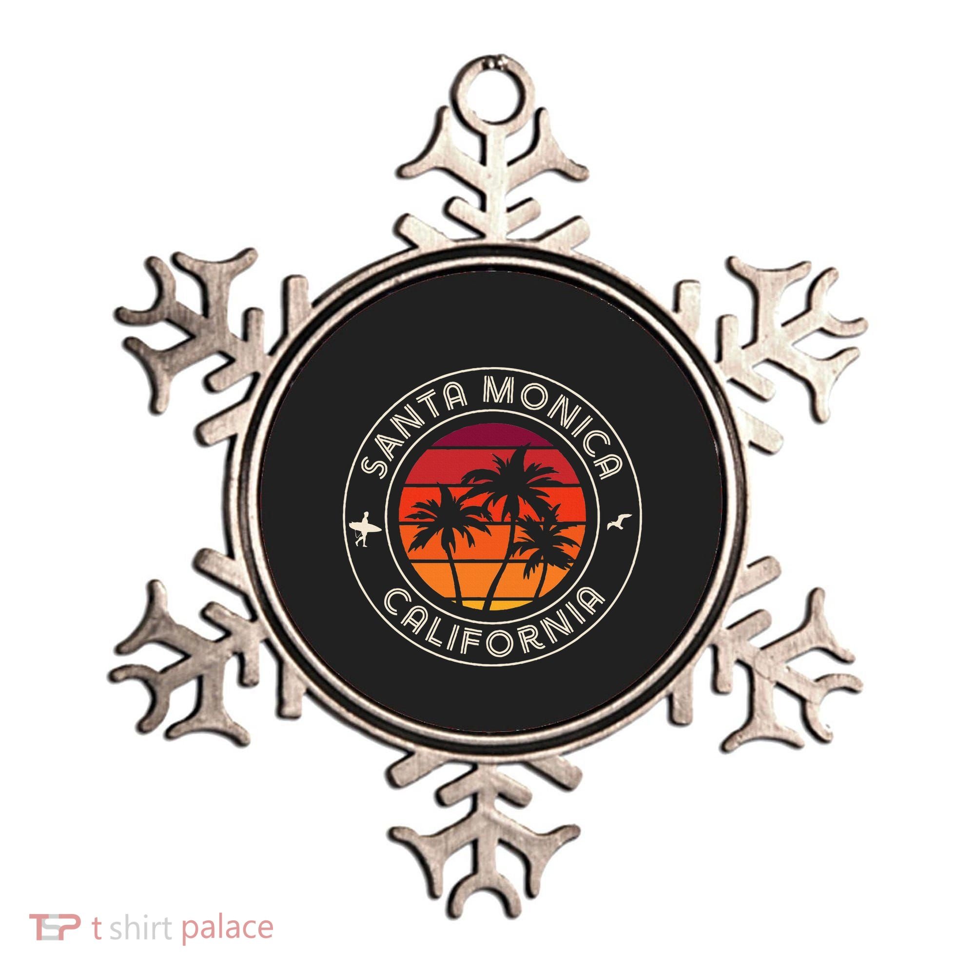 California Sunset Surfer And Seagull Santa Monica Beach Ornament