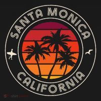 California Sunset Surfer And Seagull Santa Monica Beach Baby Bodysuit thumb 2