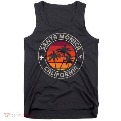 California Sunset Surfer And Seagull Santa Monica Beach Tank Top