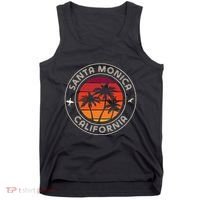 California Sunset Surfer And Seagull Santa Monica Beach Tank Top thumb 0