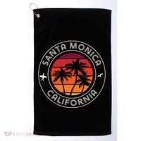 California Sunset Surfer And Seagull Santa Monica Beach Golf Towel thumb 0