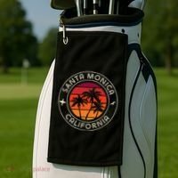 California Sunset Surfer And Seagull Santa Monica Beach Golf Towel thumb 2