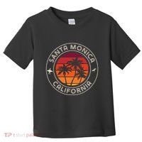 California Sunset Surfer And Seagull Santa Monica Beach Toddler T-Shirt thumb 0