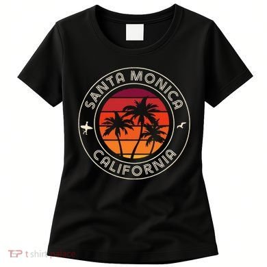 California Sunset Surfer And Seagull Santa Monica Beach Women's T-Shirt