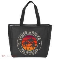 California Sunset Surfer And Seagull Santa Monica Beach Tote Bag thumb 0