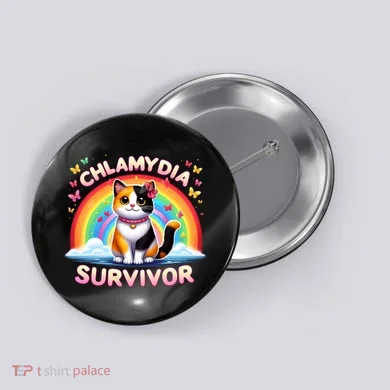 Chlamydia Survivor Sarcastic Ironic Inappropriate Button