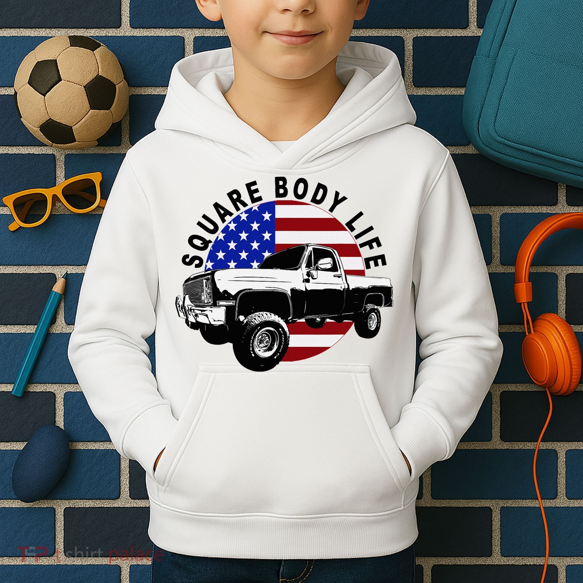 Classic Squarebody Truck 4x4 Square Body Kids Hoodie