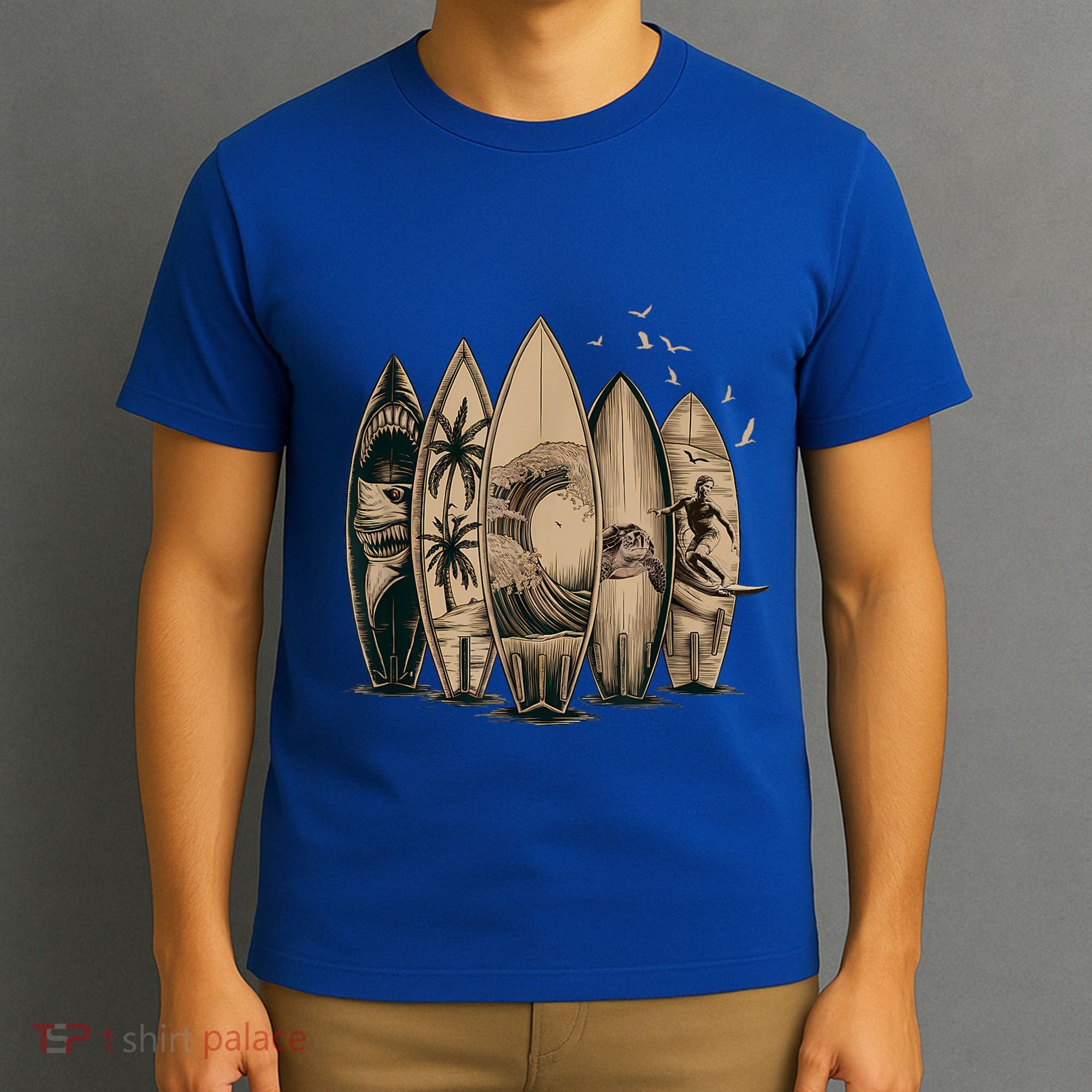 Cool Surfing Tropical Surfboards Vintage Surfboarder Surfer T-Shirt