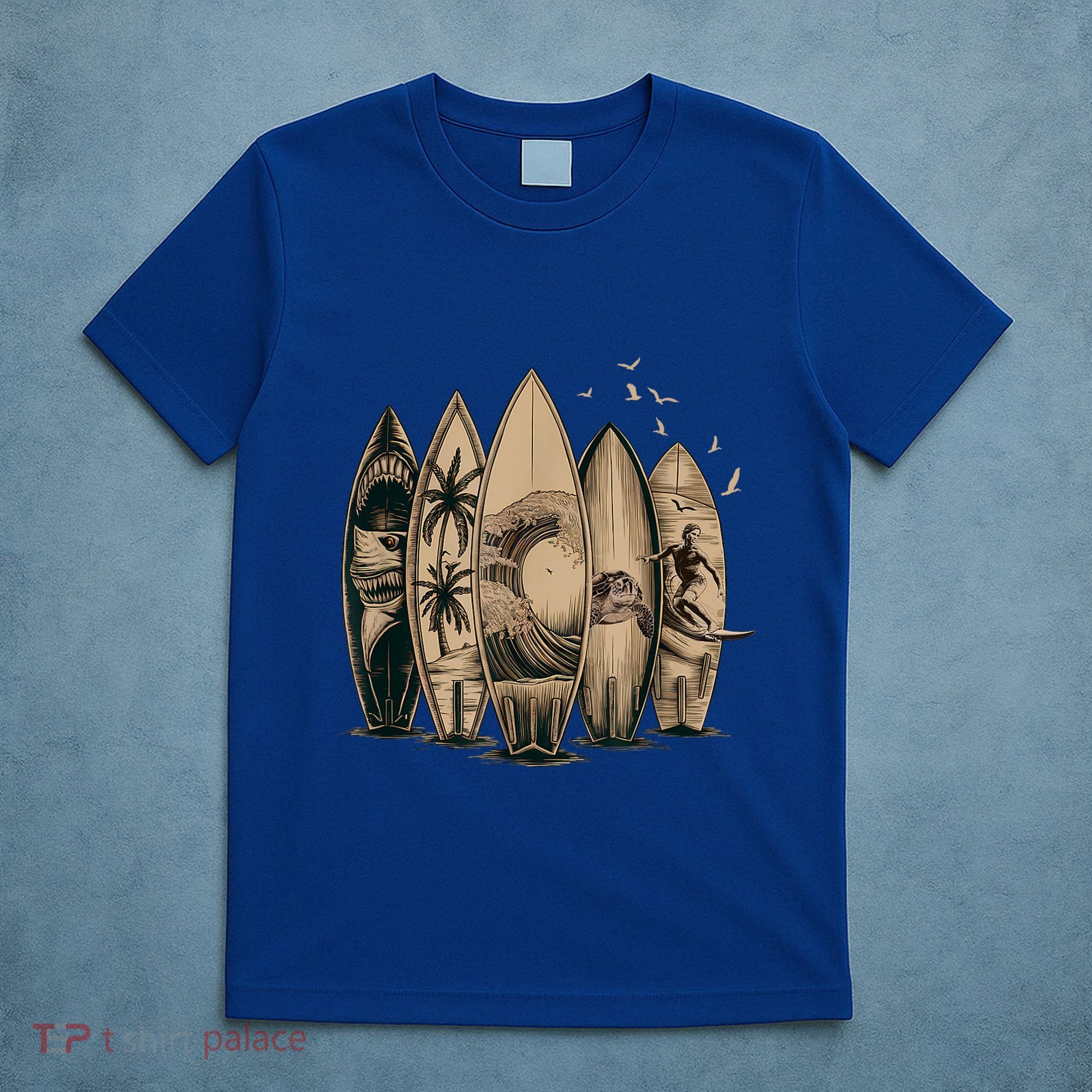 Cool Surfing Tropical Surfboards Vintage Surfboarder Surfer T-Shirt