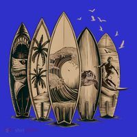 Cool Surfing Tropical Surfboards Vintage Surfboarder Surfer T-Shirt thumb 7