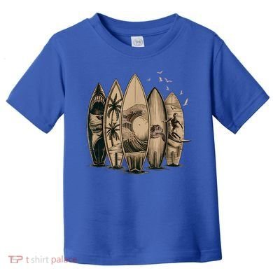 Cool Surfing Tropical Surfboards Vintage Surfboarder Surfer Toddler T-Shirt