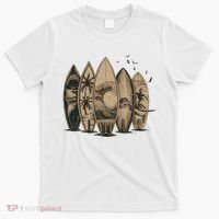 Cool Surfing Tropical Surfboards Vintage Surfboarder Surfer T-Shirt thumb 0