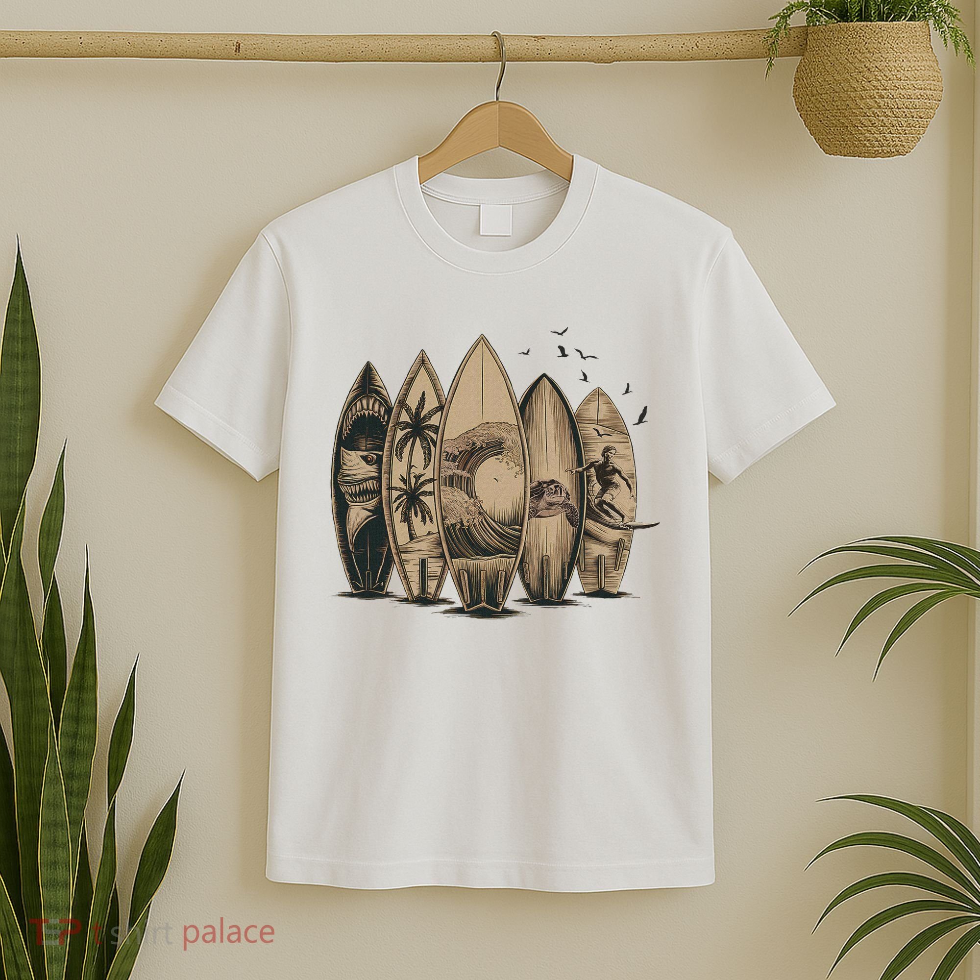 Cool Surfing Tropical Surfboards Vintage Surfboarder Surfer T-Shirt