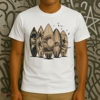 Cool Surfing Tropical Surfboards Vintage Surfboarder Surfer T-Shirt thumb 3