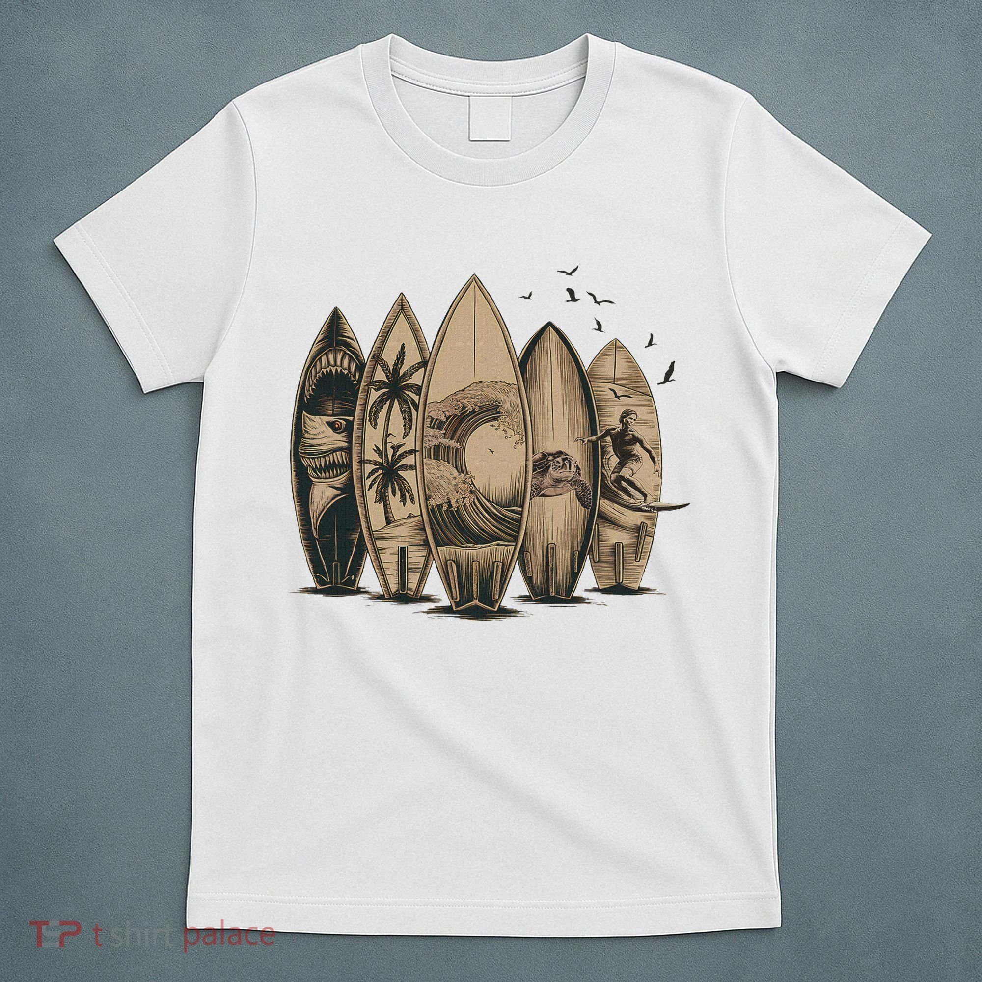 Cool Surfing Tropical Surfboards Vintage Surfboarder Surfer T-Shirt