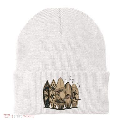 Cool Surfing Tropical Surfboards Vintage Surfboarder Surfer Beanie