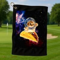 Crazy Space Taco Cat Funny V2 Golf Towel thumb 1
