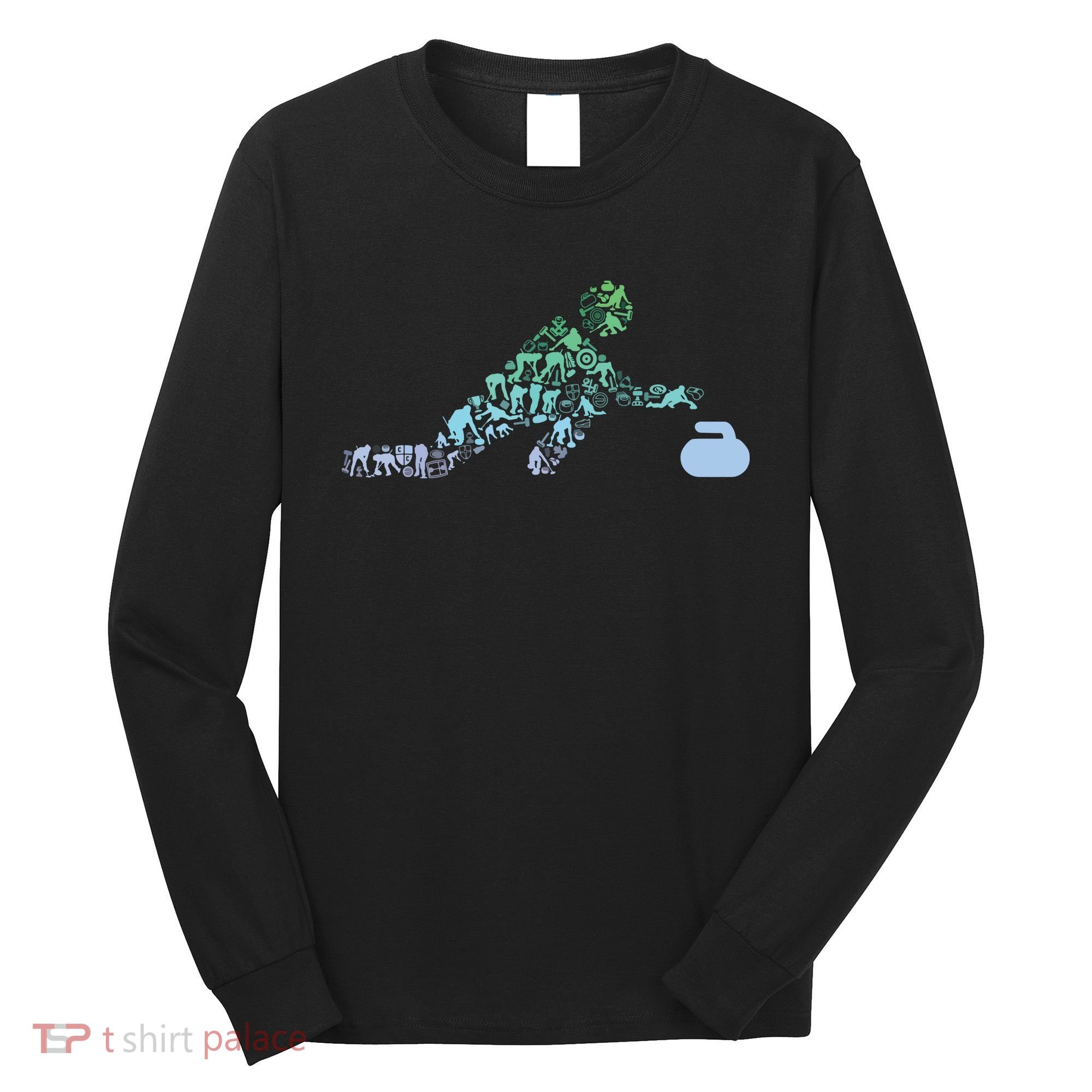 Curling Stone T For Curler Curling Player Boy Curling Long Sleeve Shirt