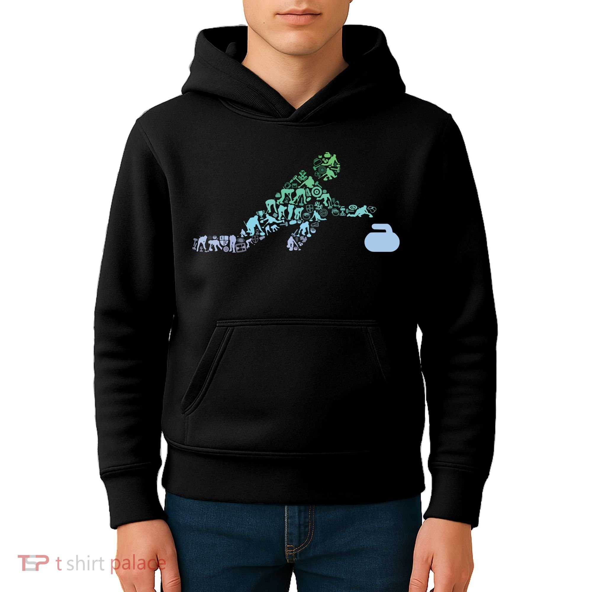 Curling Stone T For Curler Curling Player Boy Curling Kids Hoodie