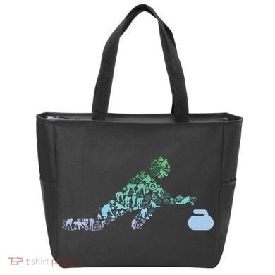 Curling Stone T For Curler Curling Player Boy Curling Tote Bag