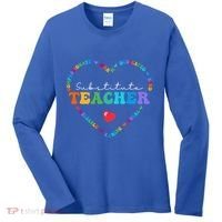 Cute Substitute Teacher Appreciati To School Gift Women's Long Sleeve Shirt thumb 0