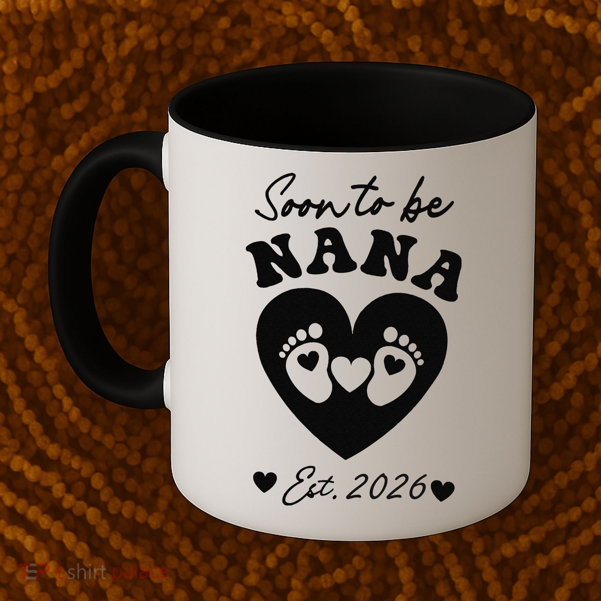 Cute Soon To Be Nana EST 2026 Baby Feet Heart Coffee Mug