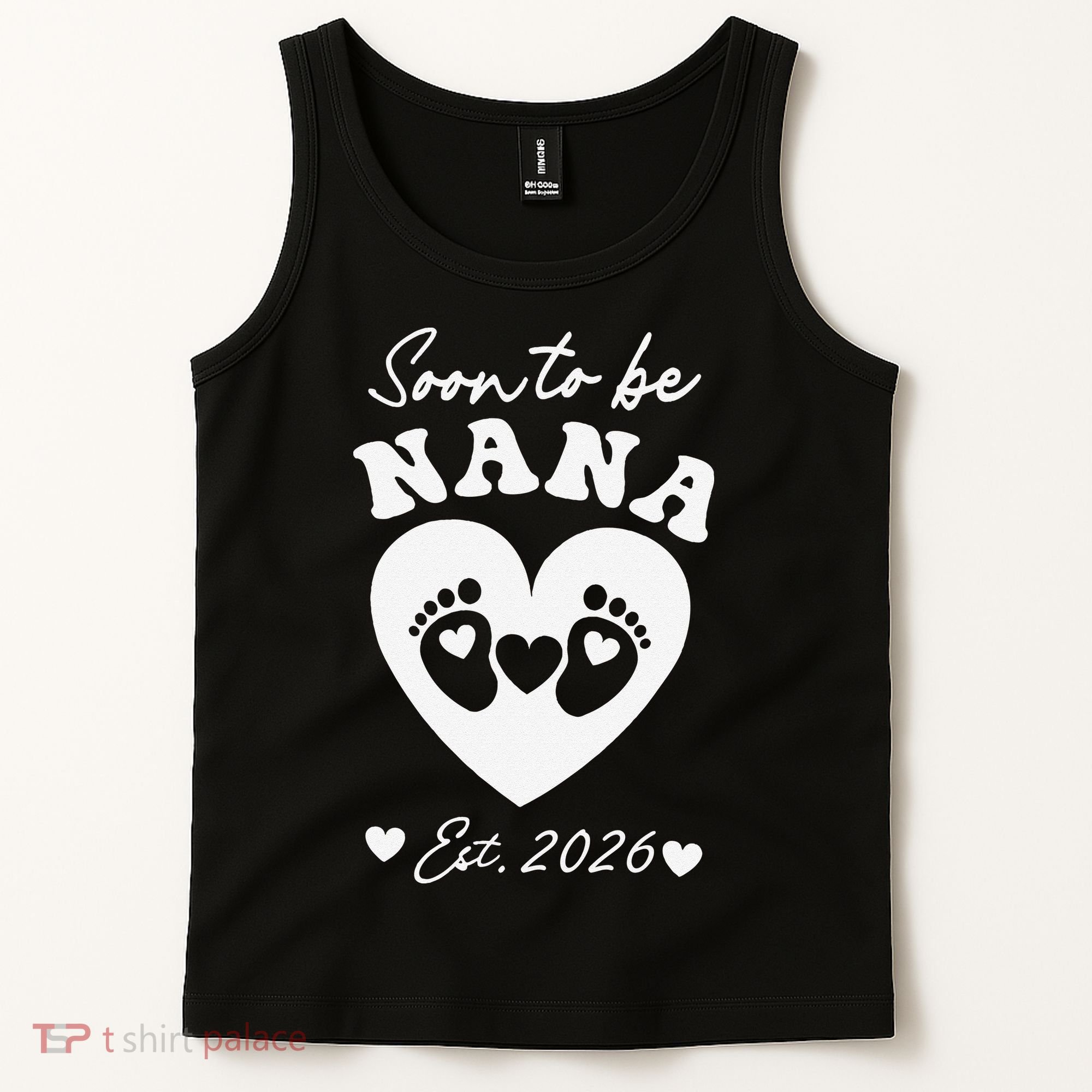 Cute Soon To Be Nana EST 2026 Baby Feet Heart Tank Top