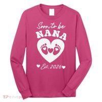 Cute Soon To Be Nana EST 2026 Baby Feet Heart Long Sleeve Shirt thumb 0