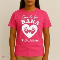 Cute Soon To Be Nana EST 2026 Baby Feet Heart T-Shirt thumb 4