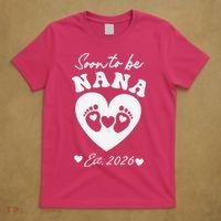 Cute Soon To Be Nana EST 2026 Baby Feet Heart T-Shirt thumb 5