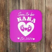 Cute Soon To Be Nana EST 2026 Baby Feet Heart Coaster thumb 0