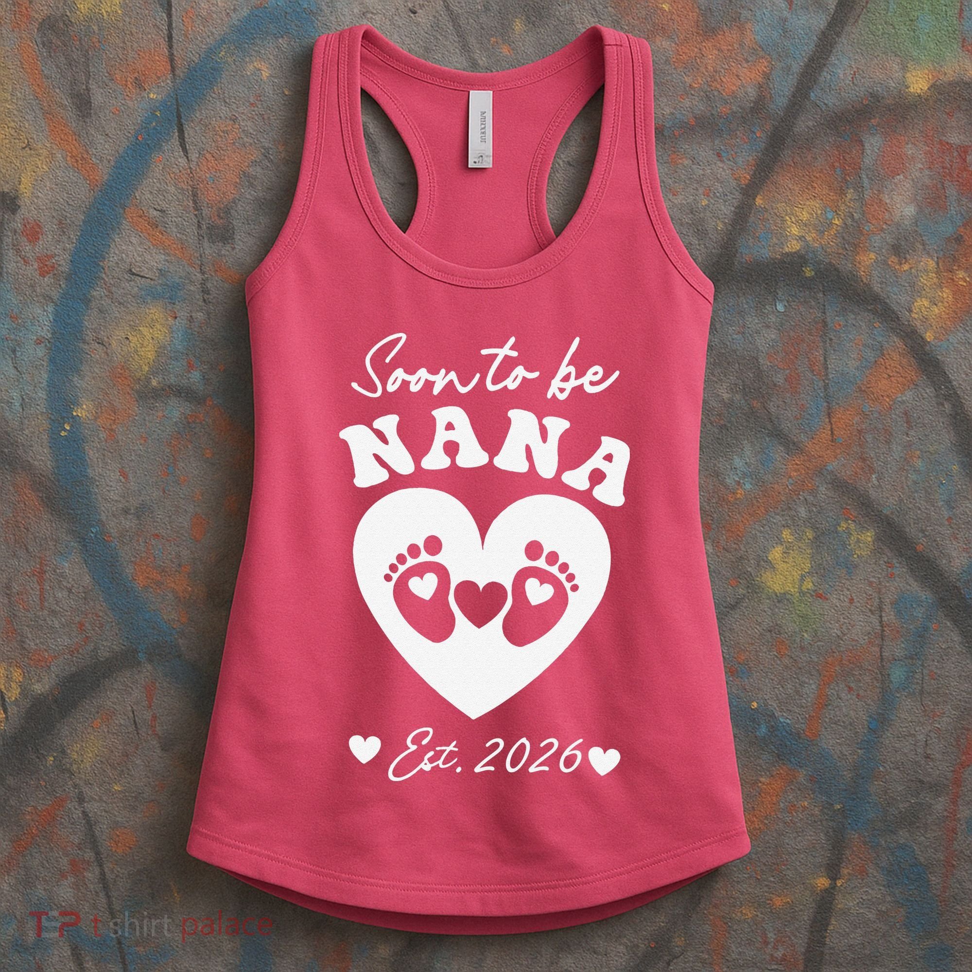 Cute Soon To Be Nana EST 2026 Baby Feet Heart Women's Tank Top
