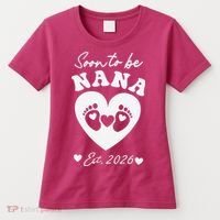Cute Soon To Be Nana EST 2026 Baby Feet Heart Women's T-Shirt thumb 0