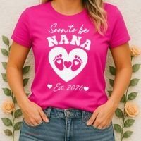 Cute Soon To Be Nana EST 2026 Baby Feet Heart Women's T-Shirt thumb 2