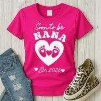 Cute Soon To Be Nana EST 2026 Baby Feet Heart Women's T-Shirt thumb 3