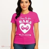 Cute Soon To Be Nana EST 2026 Baby Feet Heart Women's T-Shirt thumb 4