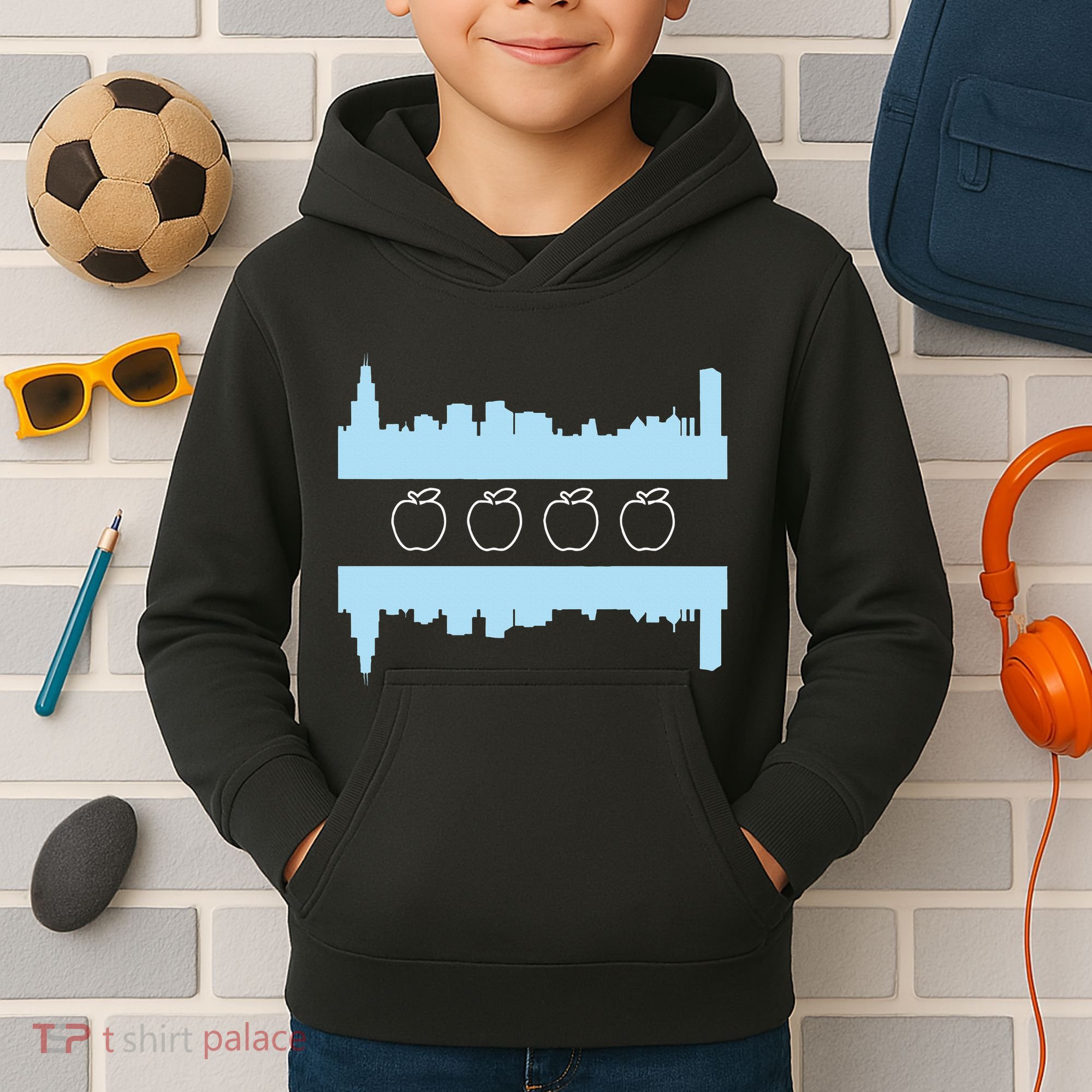 Chicago School Teachers Union Red For Ed Skyline Flag Kids Hoodie