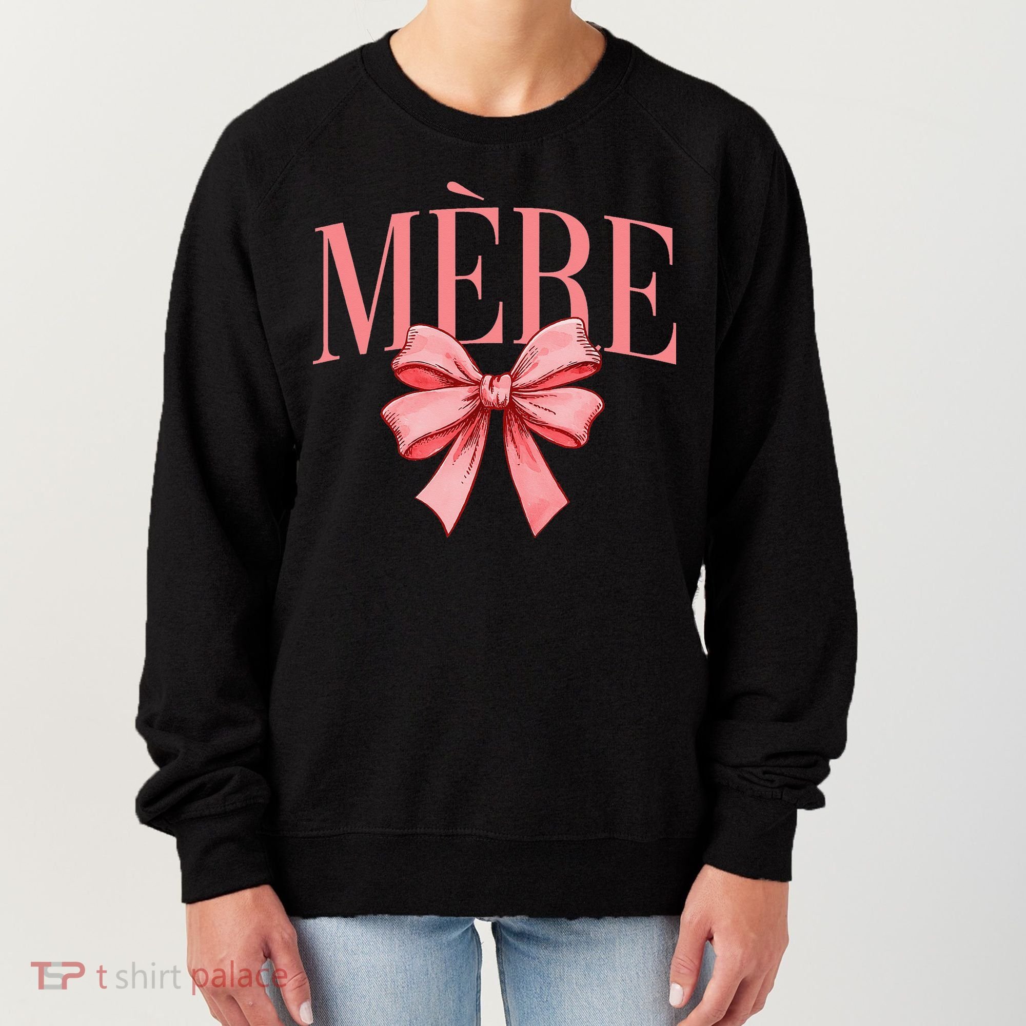 Cute Simple Typo Mothers Day French Mere Coquette Bow Women's Sweatshirt