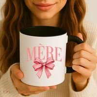 Cute Simple Typo Mothers Day French Mere Coquette Bow Coffee Mug thumb 3