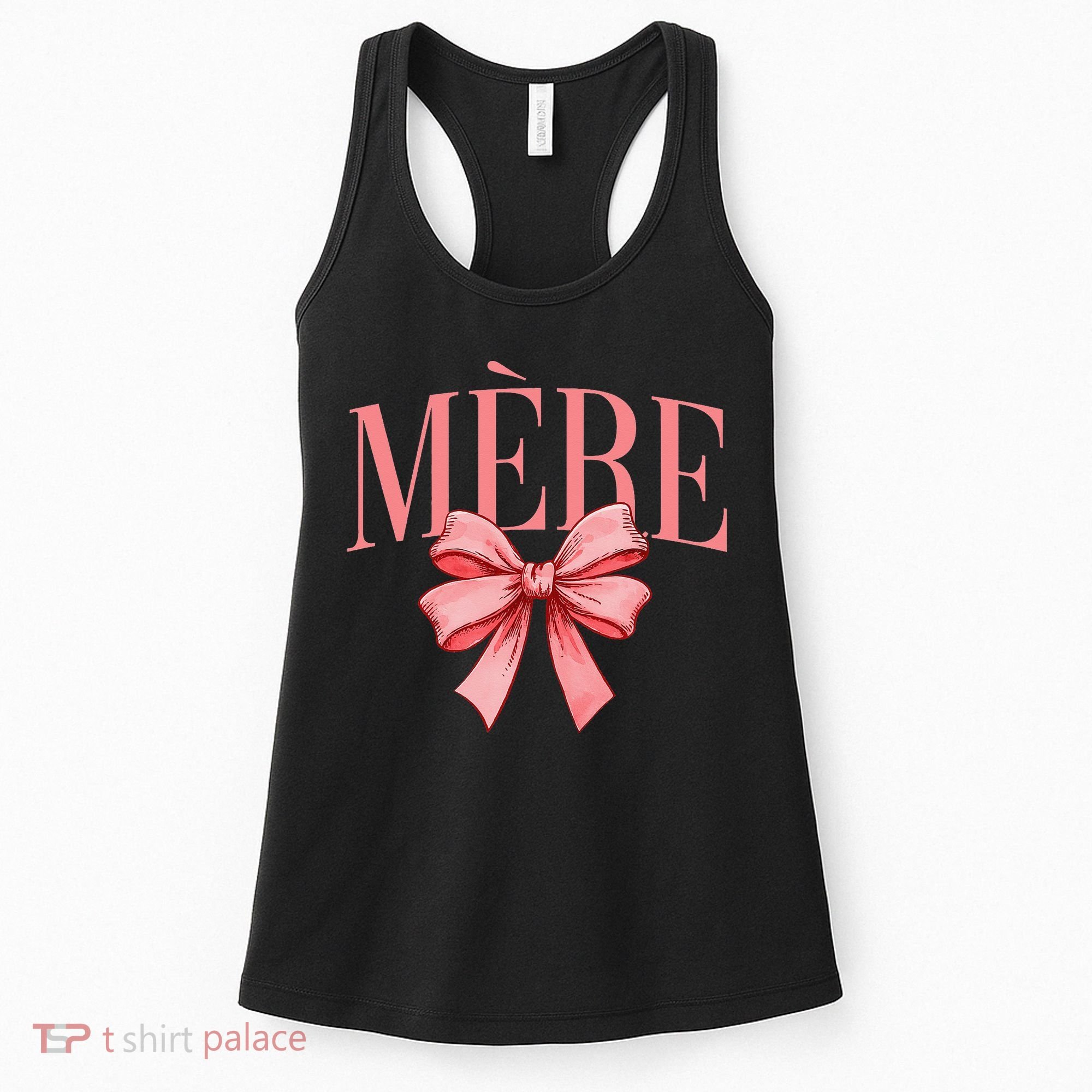 Cute Simple Typo Mothers Day French Mere Coquette Bow Women's Tank Top