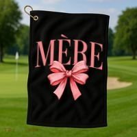 Cute Simple Typo Mothers Day French Mere Coquette Bow Golf Towel thumb 1