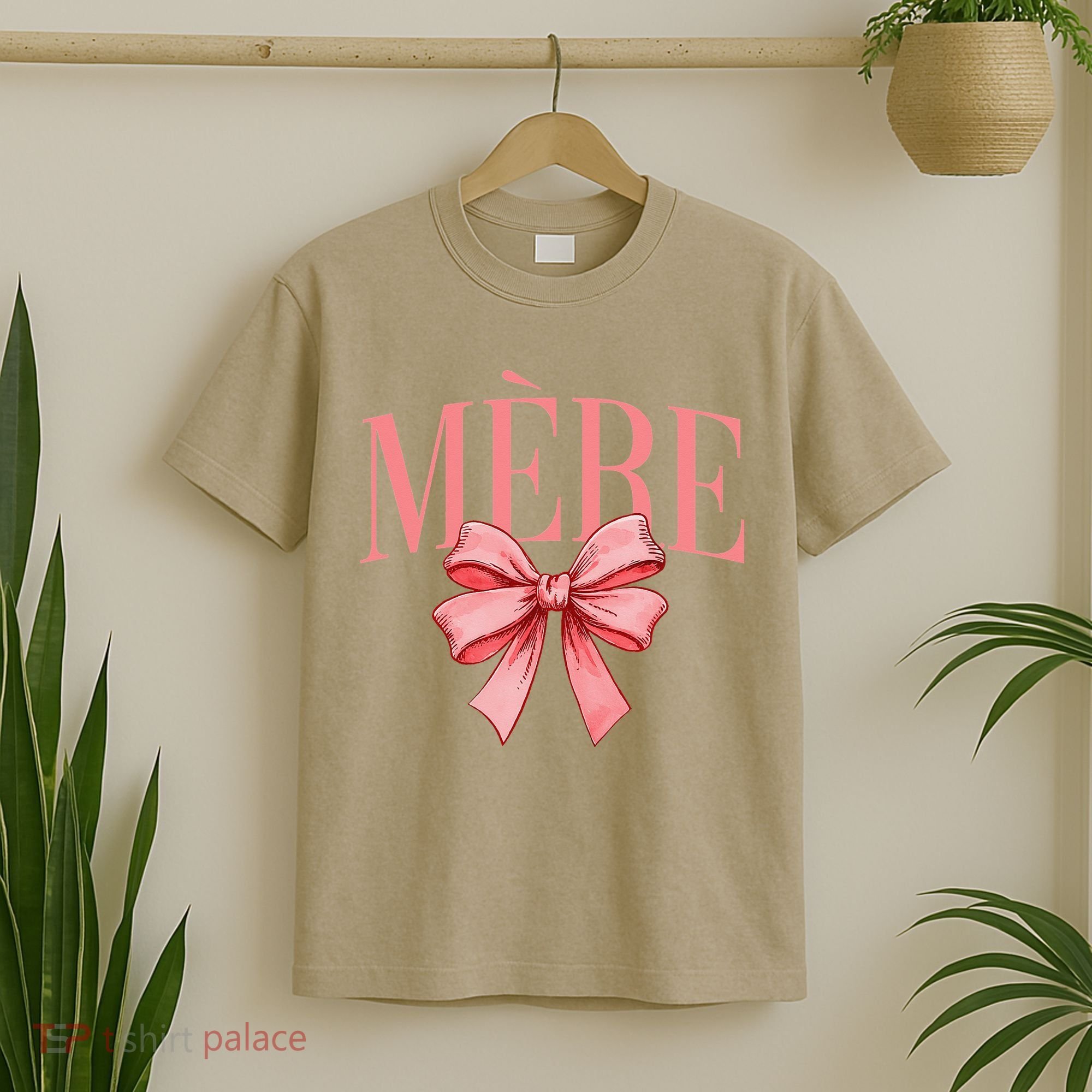 Cute Simple Typo Mothers Day French Mere Coquette Bow T-Shirt