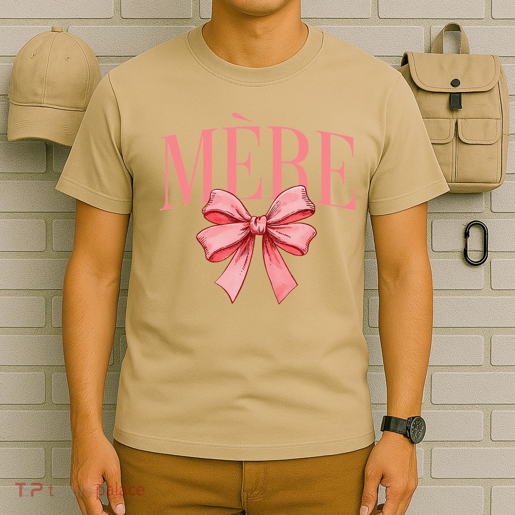Cute Simple Typo Mothers Day French Mere Coquette Bow T-Shirt