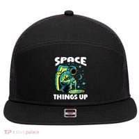 Cool Space Things Up Graphic Astronaut In Outer Space Gift 7 Panel Mesh Trucker Snapback Hat thumb 0