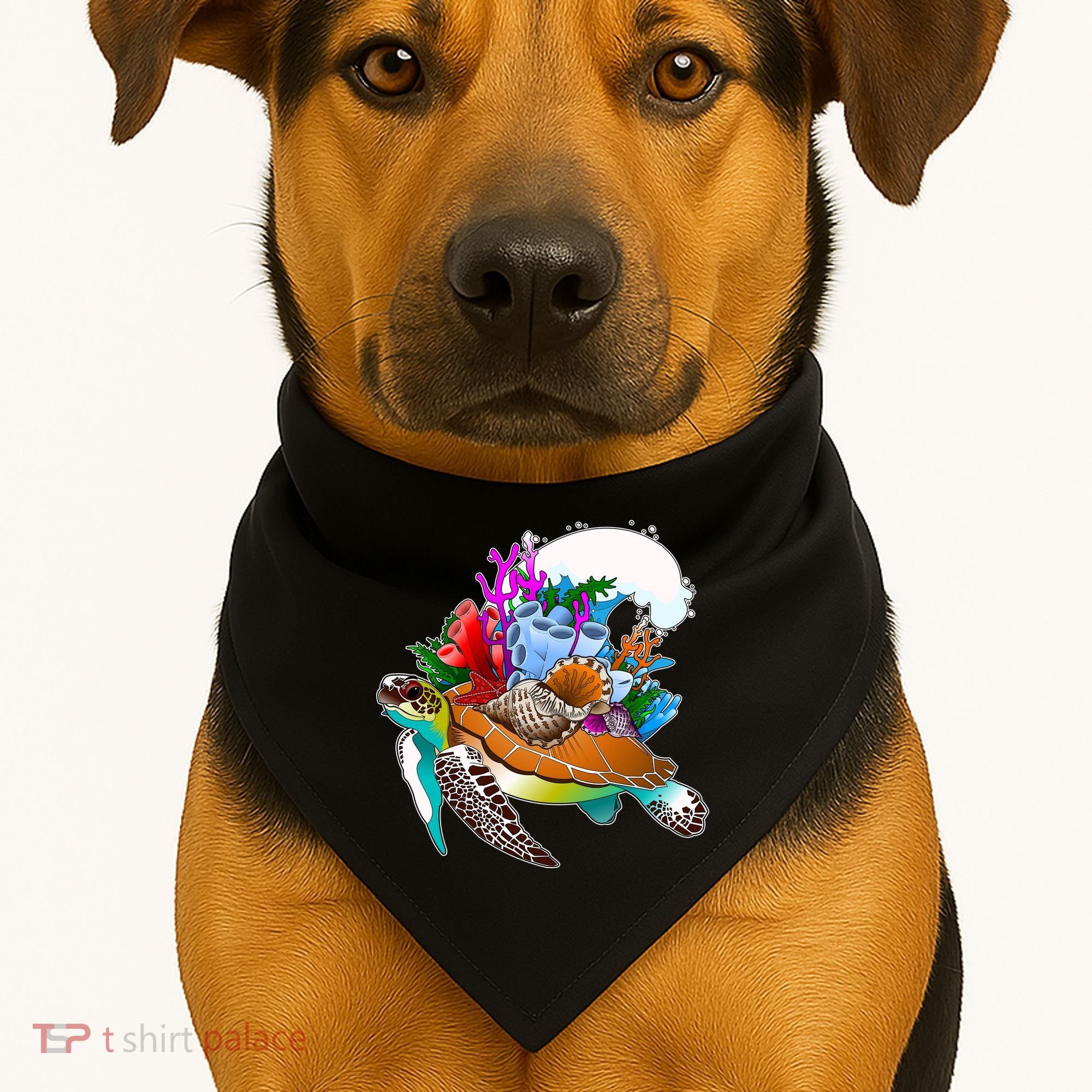 Cool Sea Turtle Ocean Life USA-Made Doggie Bandana