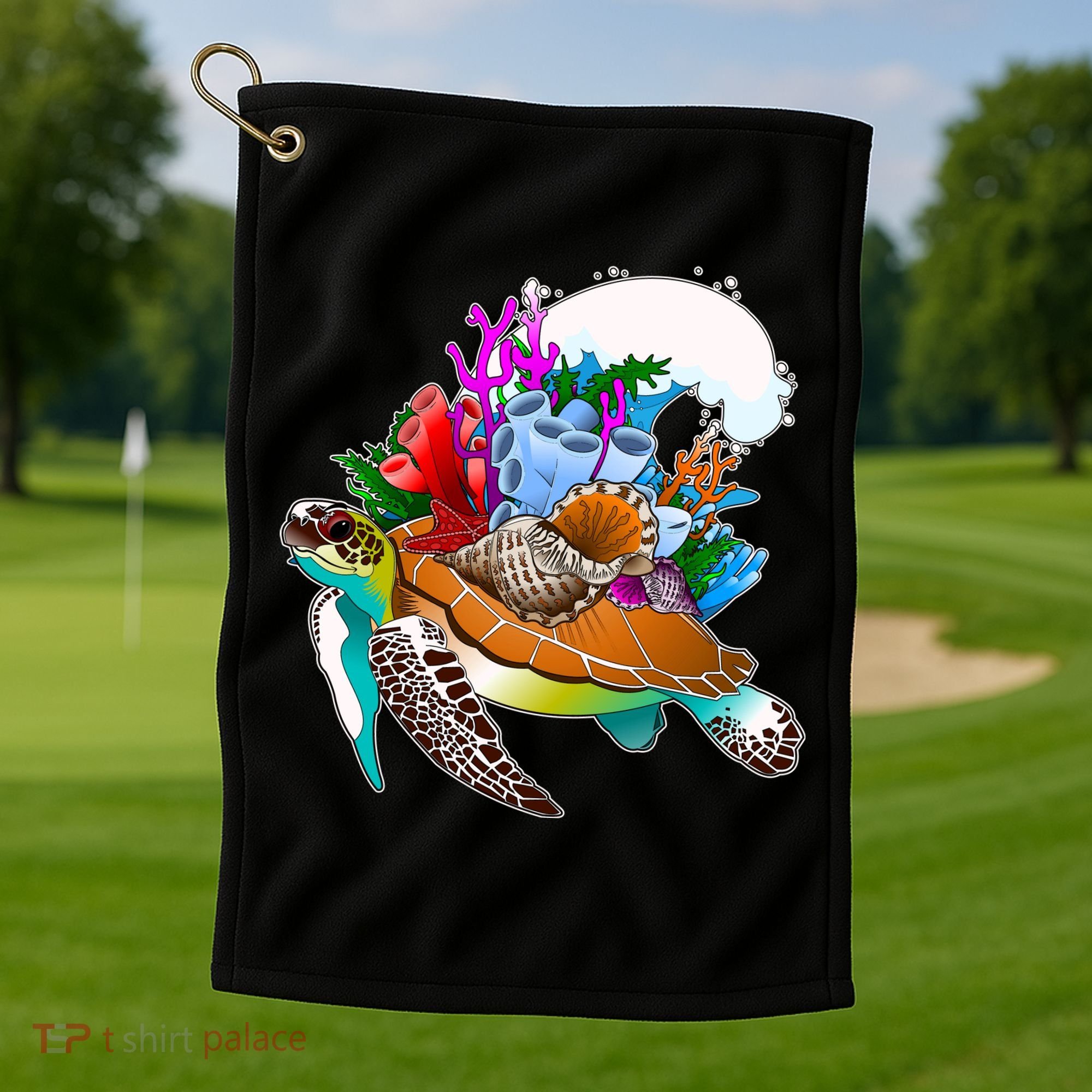 Cool Sea Turtle Ocean Life Golf Towel