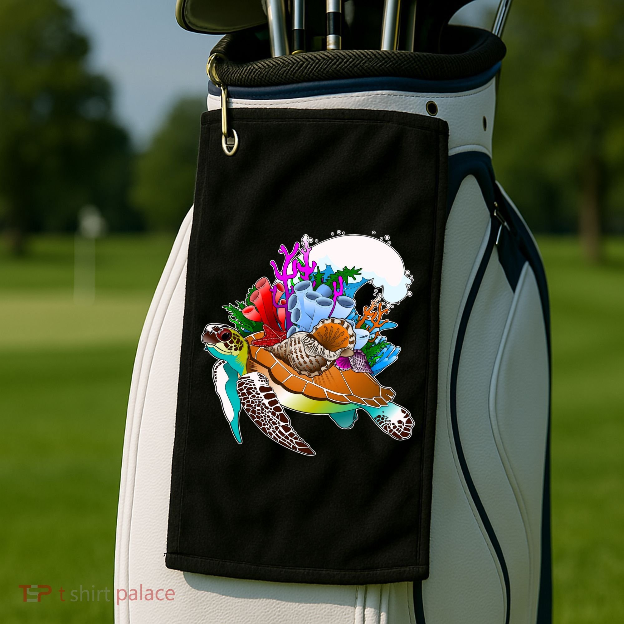 Cool Sea Turtle Ocean Life Golf Towel