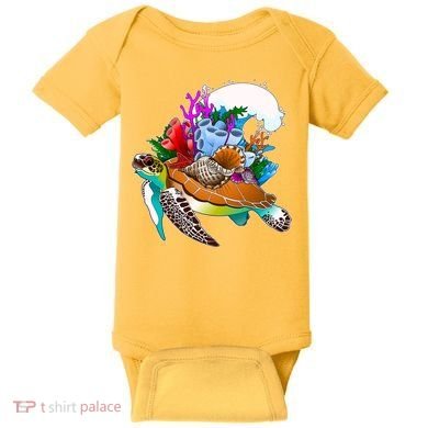 Cool Sea Turtle Ocean Life Baby Bodysuit